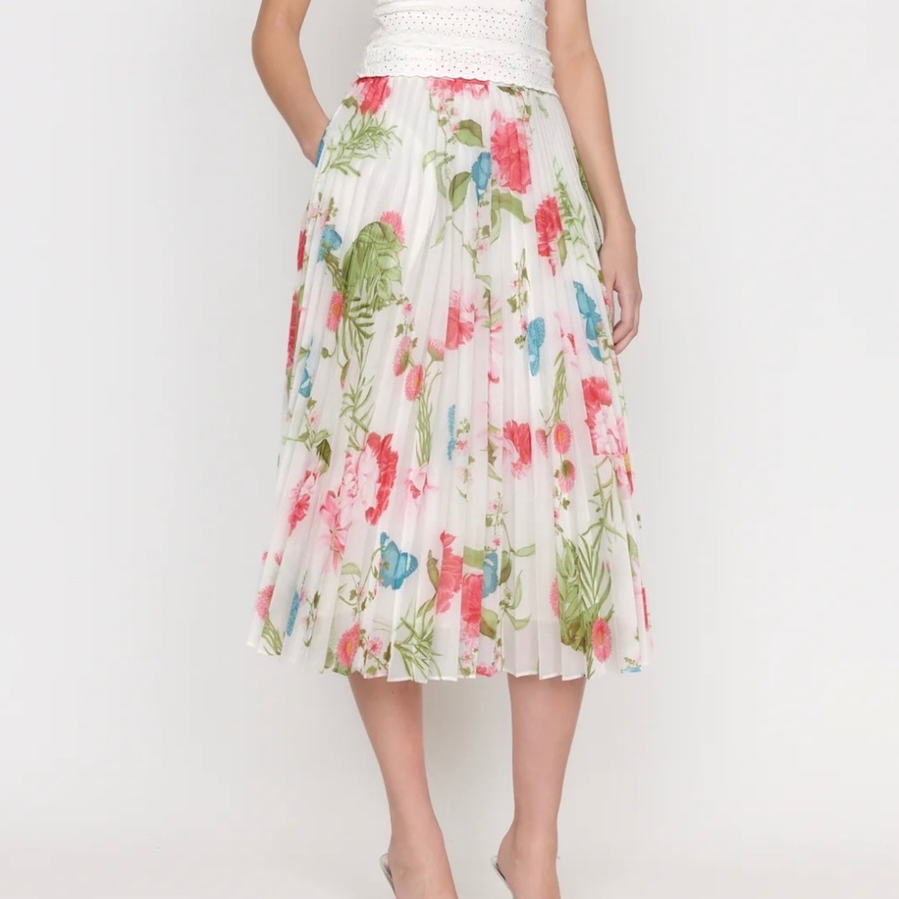 Christy Lynn Pia Pleated Skirt Monarch Ivory Brand New